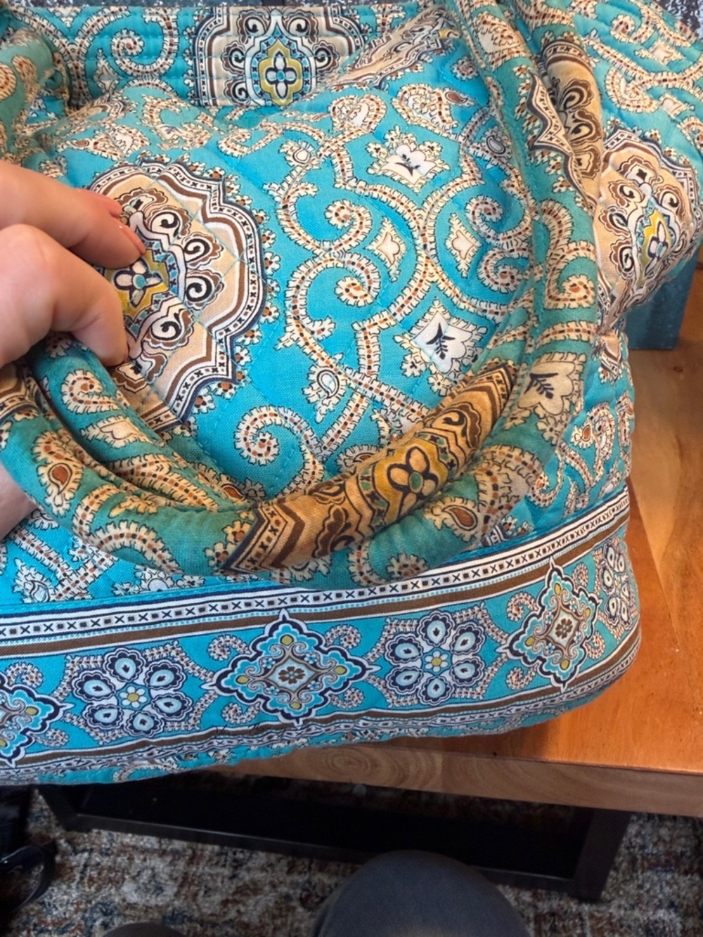 Vera Bradley Boho 2010s Quilted Zip Tote Turquoise Multi (GUC) - Picture 17 of 17